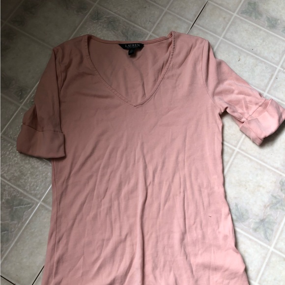 Lauren Ralph Lauren Tops - Lauren Ralph Lauren blush pink V NECK short Sleeve Tee